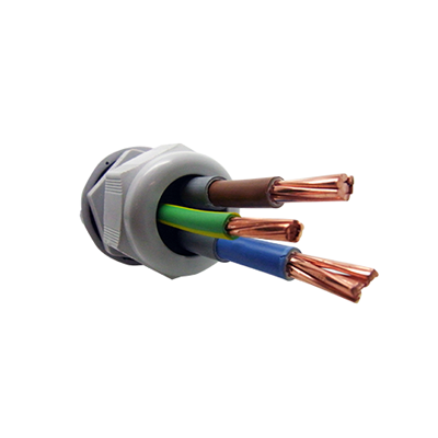 Membrane Cable Grommet with colored wires and a gray connector on a white background