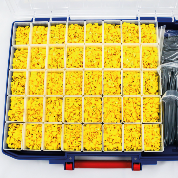 K-Type Black on Yellow Cable Marker Kit With Carrier Strips