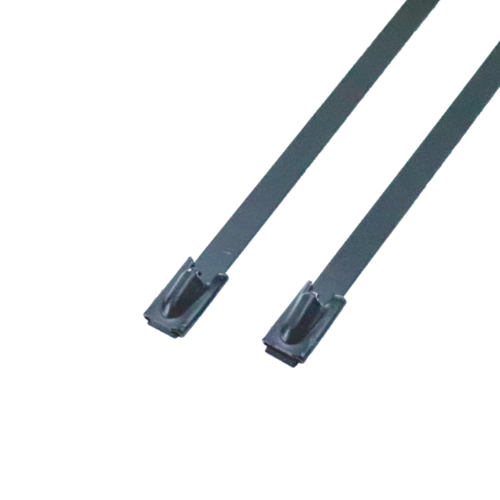 Black Stainless Steel Rollerball Cable Ties - Polyester Coated